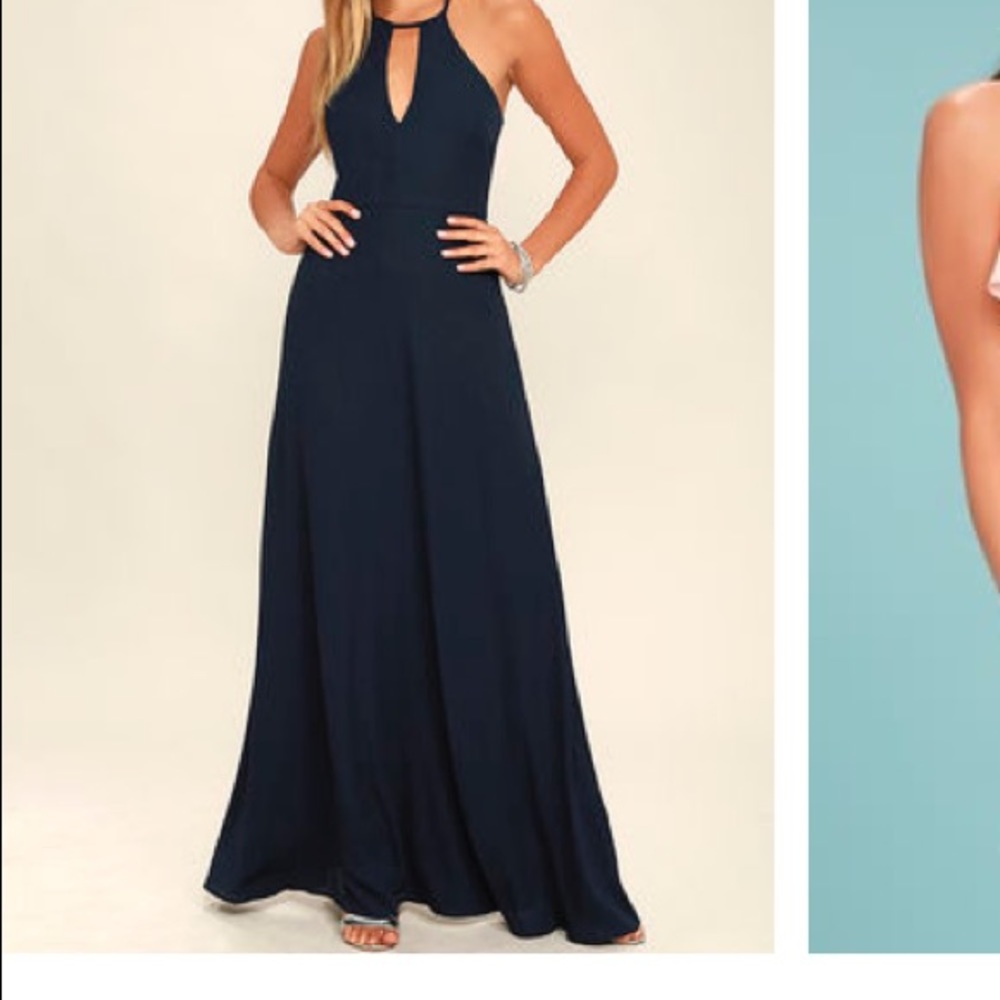 Lulus beauty and grace maxi dress Navy - hemmed